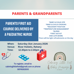 Parents and grandparents First Aid 31/01/2026 @12.30pm to 2.30pm
(Price for 2 participants)